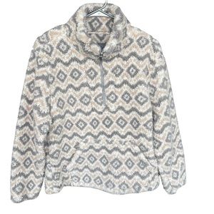Coffee Shop‎ NY Fuzzy Sherpa Quarter Zip Pullover Women's Size L